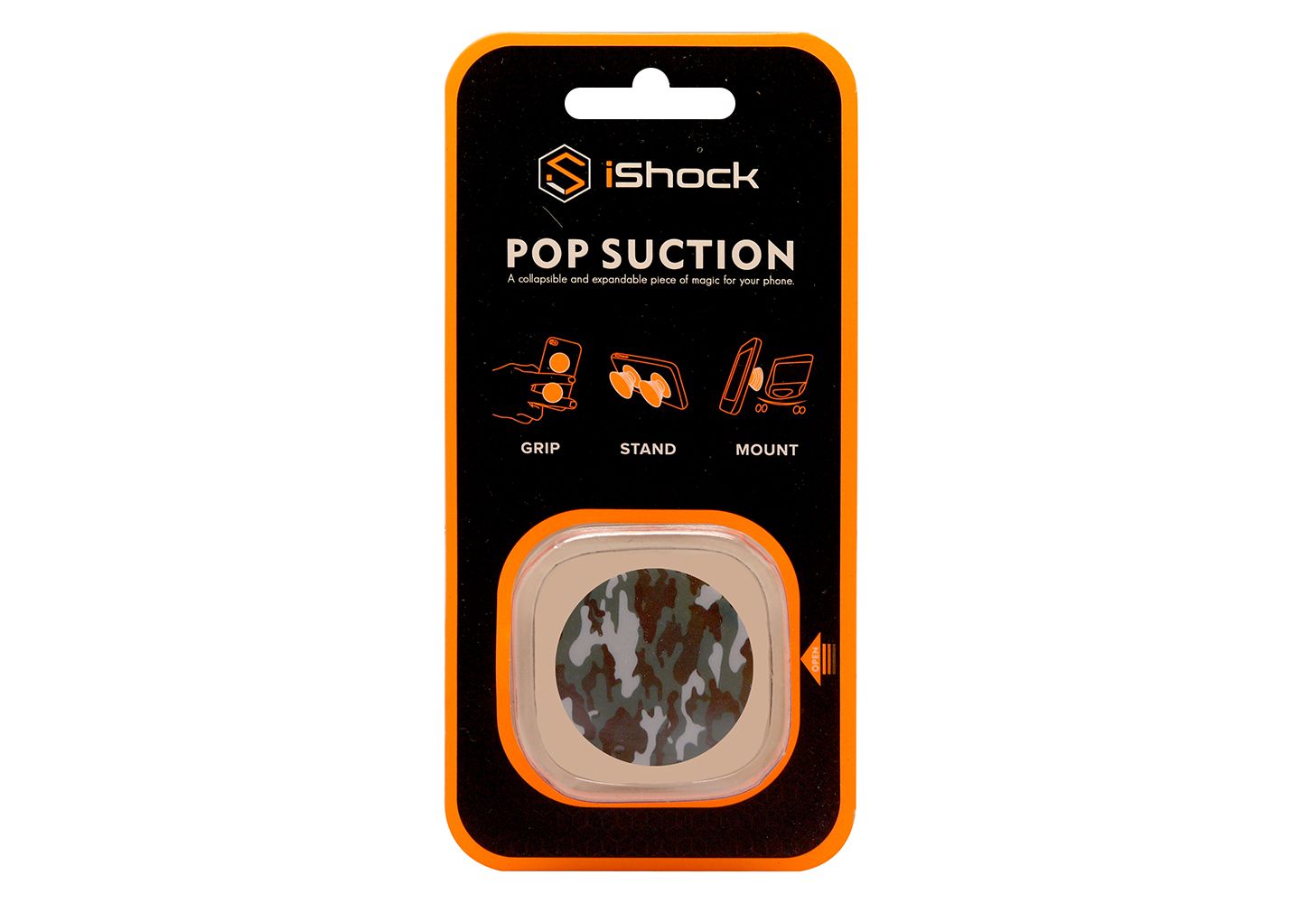 iShock Pop Suction Phone Grip Stand - Army
