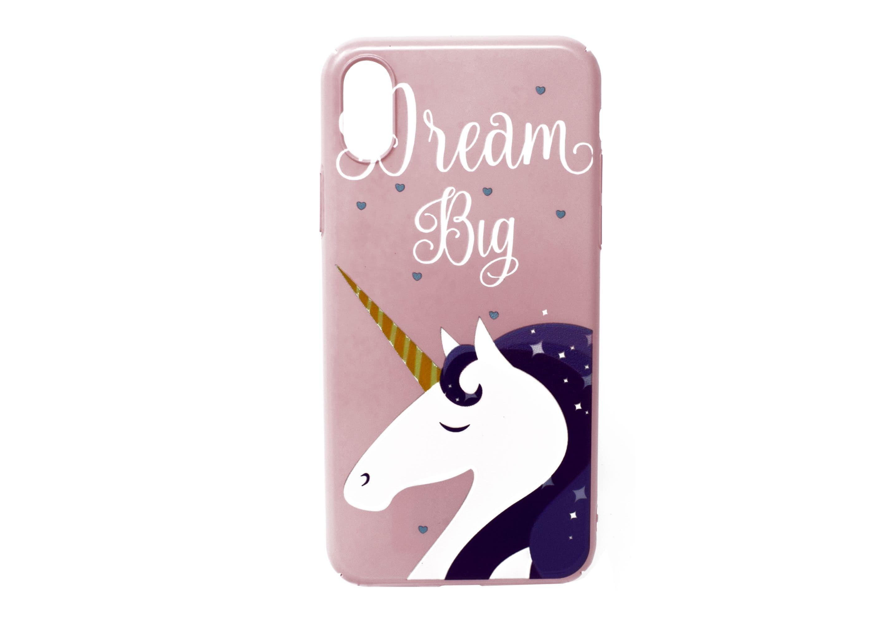 iPhone X Dream Big Unicorn Hard Pink Case