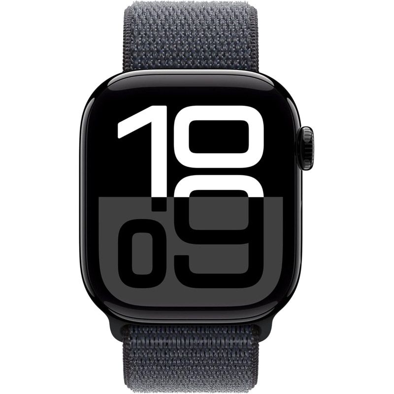 Apple Watch Series 10 GPS 42mm Smartwatch - Jet Black Aluminium Case, Ink Sport Loop, Fitness Tracker, Always-On Retina Display, Carbon Neutral