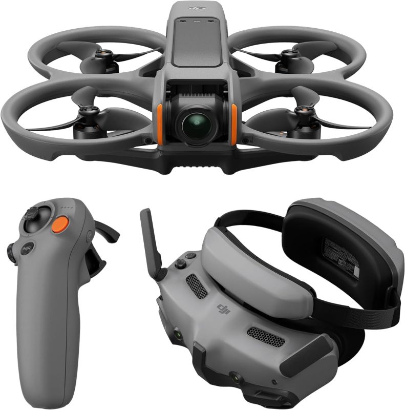 DJI Avata 2 Fly More Combo (1 Battery), FPV Drone with Camera 4K, Immersive Experience, Built-in Propeller Guard, Easy Flip/Roll, Goggles 3 and RC Motion 3 Included, POV Content Camera Drone, Black 